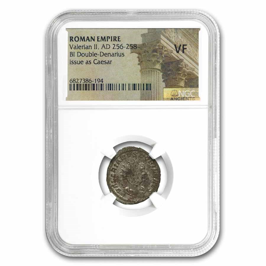 Roman Empire BI Dbl Denarius Valerian II (256-258 AD) VF NGC