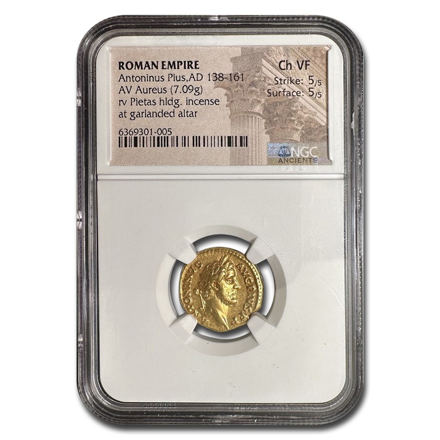 Roman Empire Gold Aureus Antoninus Pius (138-161 AD) Ch. VF NGC