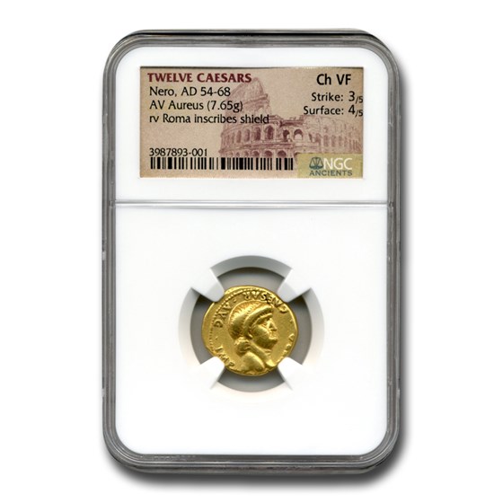 Roman Empire Gold Aureus Emperor Nero (54-68 AD) CH VF NGC Roman Empire Gold Aureus Emperor Nero (54-68 AD) CH VF NGC
