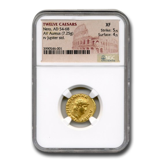 Roman Empire Gold Aureus Emperor Nero (54-68 AD) XF NGC Roman Empire Gold Aureus Emperor Nero (54-68 AD) XF NGC
