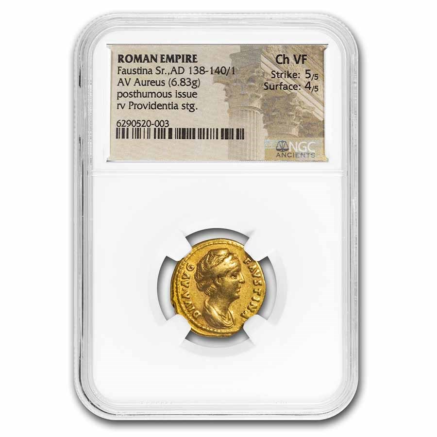 Roman Empire Gold Aureus Faustina Sr. (138-140/1 AD) Ch VF NGC