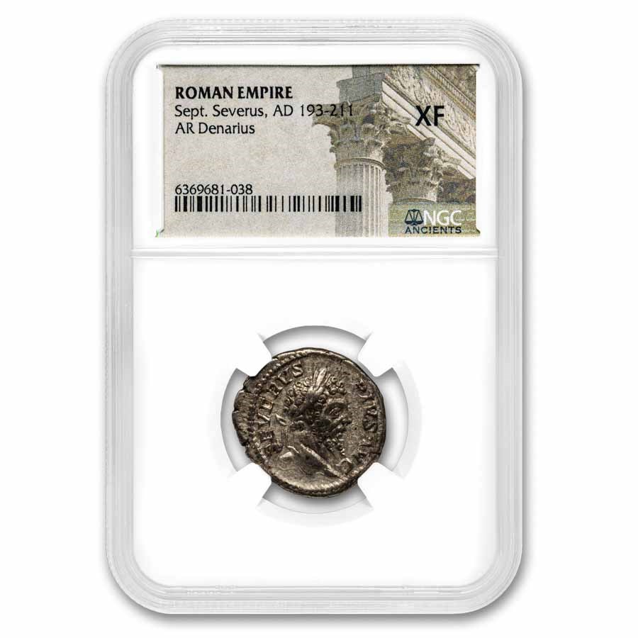Roman Empire Silver Denarius Severus (193-211 AD) XF NGC