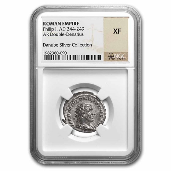 Roman Empire Silver Double Denarius Philip I (244-249 AD) XF NGC