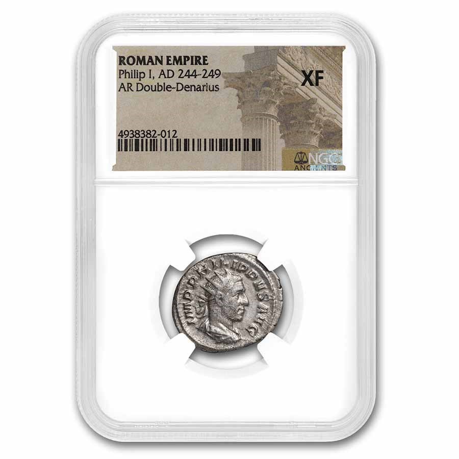 Roman Empire Silver Double Denarius Philip I (244-249 AD) XF NGC