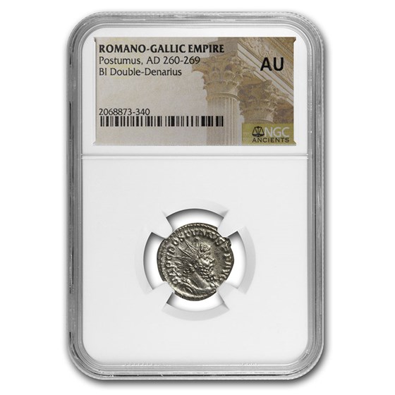 Roman Gaul BI Double Denarius Postumus 260-269 AD AU NGC Roman Gaul BI Double Denarius Postumus 260-269 AD AU NGC