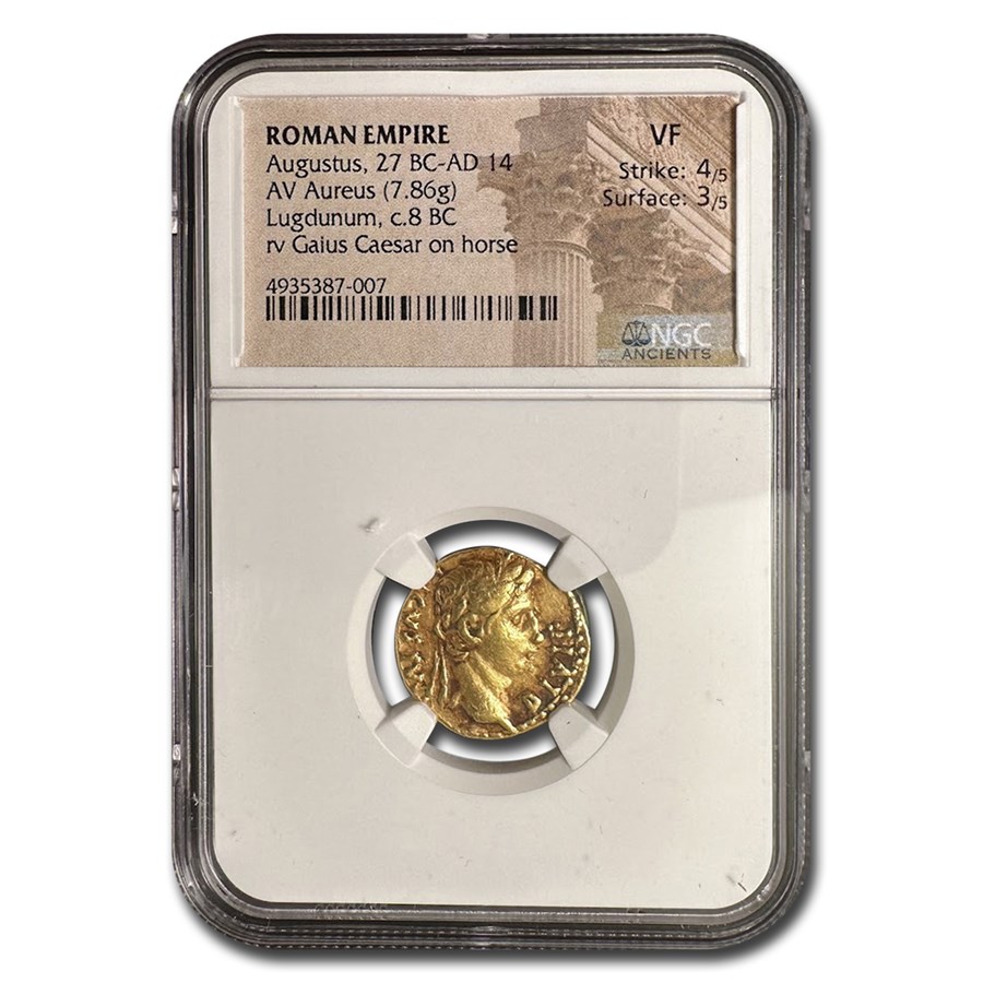 Roman Gold Aureus Augustus (27 BC-AD 14) VF NGC (RIC I 198)
