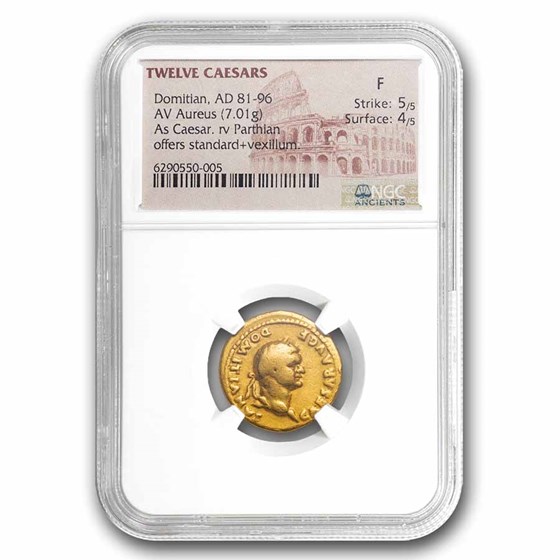 Roman Gold Aureus Domitian (81-96 AD) Fine NGC 5/4 (RIC 959)