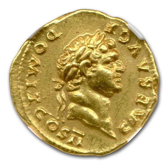Roman Gold Aureus Emperor Domitian (81-96 AD) AU NGC Roman Gold Aureus Emperor Domitian (81-96 AD) AU NGC