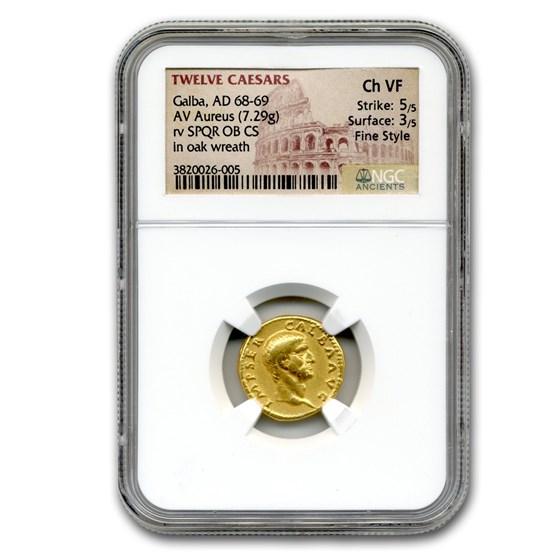 Roman Gold Aureus Emperor Galba (68-69 AD) Ch VF NGC (Fine Style) Roman Gold Aureus Emperor Galba (68-69 AD) Ch VF NGC (Fine Style)