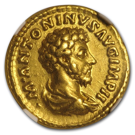 Roman Gold Aureus Emperor Marcus Aurelius (161-180 AD) XF NGC
