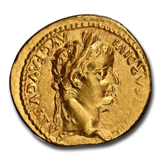 Roman Gold Aureus Emperor Tiberius (14-37 AD) MS NGC (RIC I 29) Roman Gold Aureus Emperor Tiberius (14-37 AD) MS NGC (RIC I 29)