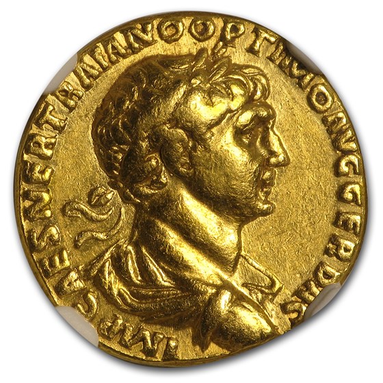 Roman Gold Aureus Emperor Trajan (98-117 AD) CH VF NGC Roman Gold Aureus Emperor Trajan (98-117 AD) CH VF NGC