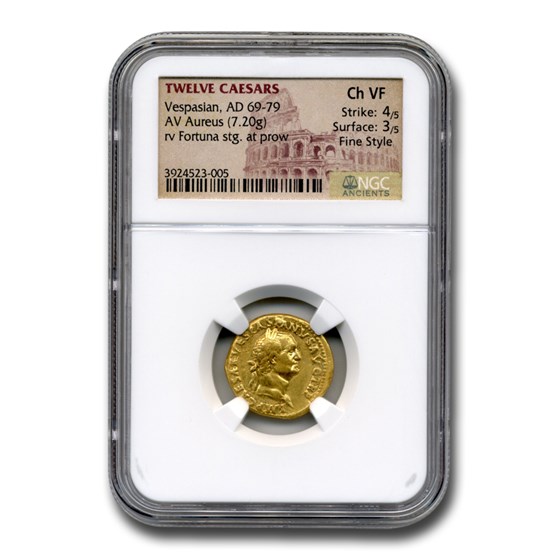 Roman Gold Aureus Emperor Vespasian (69-79 AD) Ch VF NGC Roman Gold Aureus Emperor Vespasian (69-79 AD) Ch VF NGC