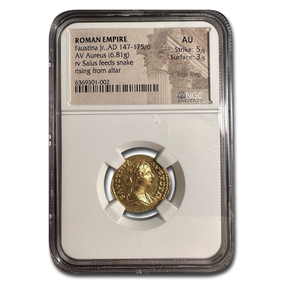 Roman Gold Aureus Faustina Jr. (147-75/6 AD) AU NGC (RIC III 716)