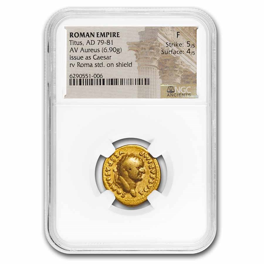 Roman Gold Aureus Titus (79-81 AD) Fine NGC (RIC II.1 954)