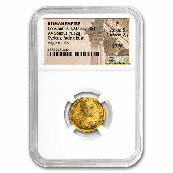 Roman Gold Solidus Emp. Constantius II (337-361 AD) Fine NGC Roman Gold Solidus Emp. Constantius II (337-361 AD) Fine NGC