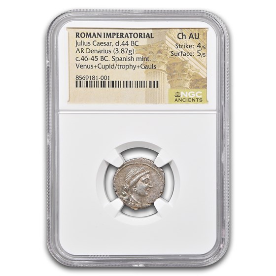 Roman Imp. AR Denarius Julius Caesar (44 BC) Ch AU NGC (Cr-468/1)