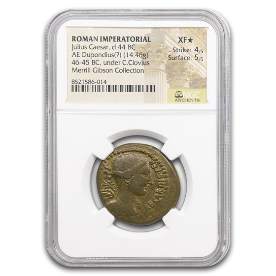 Roman Imperat. AE Dupondius Julius Caesar (44 BC) XF* NGC (4/5)