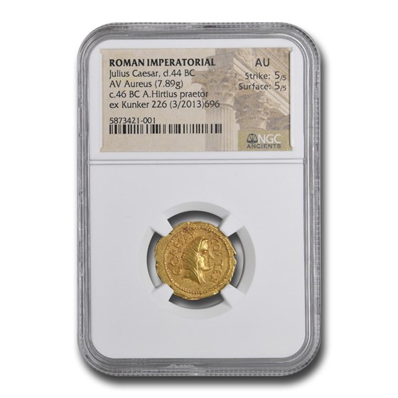 Roman Imperat. AV Aureus Julius Caesar (c.46 BC) AU NGC (5/5) Roman Imperat. AV Aureus Julius Caesar (c.46 BC) AU NGC (5/5)