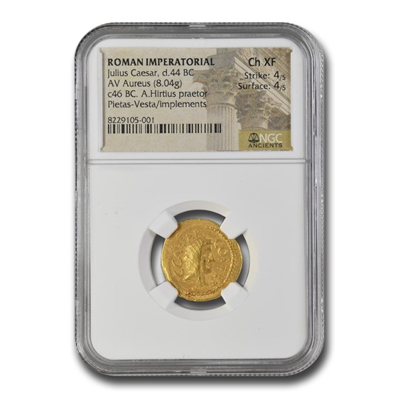 Roman Imperator. AV Aureus Julius Caesar (46 BC) Ch XF NGC (4/4) Roman Imperator. AV Aureus Julius Caesar (46 BC) Ch XF NGC (4/4)