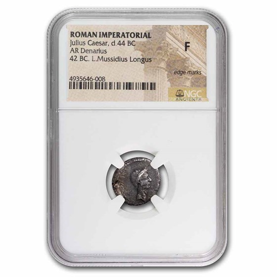Roman Imperatorial AR Denarius Julius Caesar (d.42 BC) Fine NGC Roman Imperatorial AR Denarius Julius Caesar (d.42 BC) Fine NGC