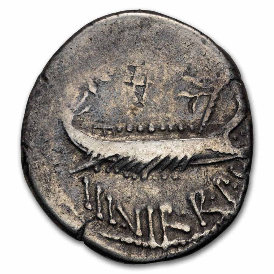 Roman Imperatorial AR Legionary Denarius Marc Antony (30 BC) VF