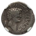 Roman Imperatorial Cleopatra VII & M. Antony AR Denarius Ch F NGC