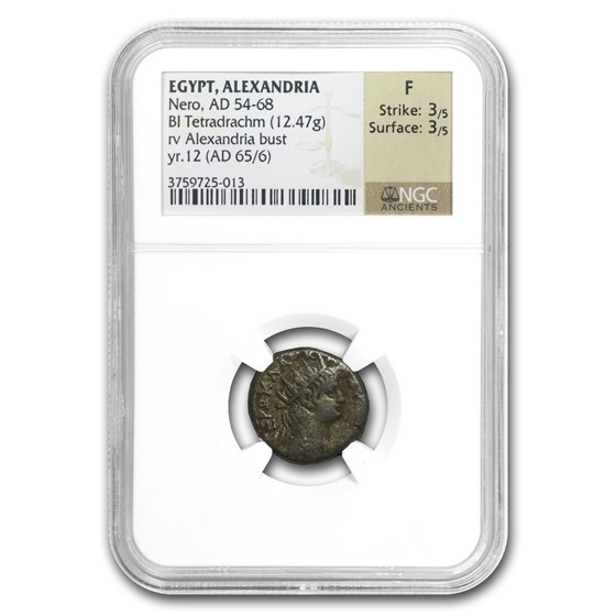 Roman Imperial Egypt Tetradrachm Nero (54-68 AD) Fine NGC Roman Imperial Egypt Tetradrachm Nero (54-68 AD) Fine NGC