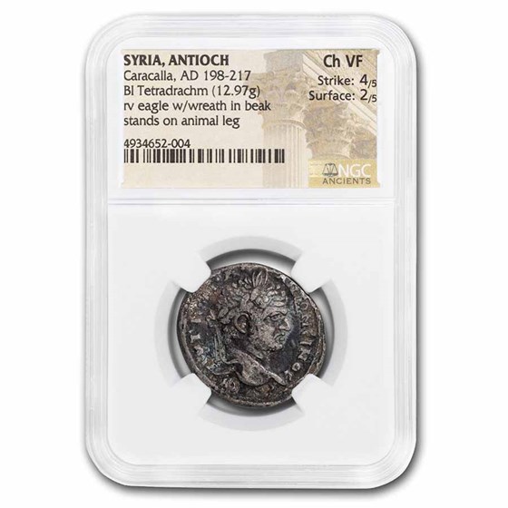 Roman Provencial BI Tetradrachm Caracalla (198-217 AD) Ch VF NGC Roman Provencial BI Tetradrachm Caracalla (198-217 AD) Ch VF NGC