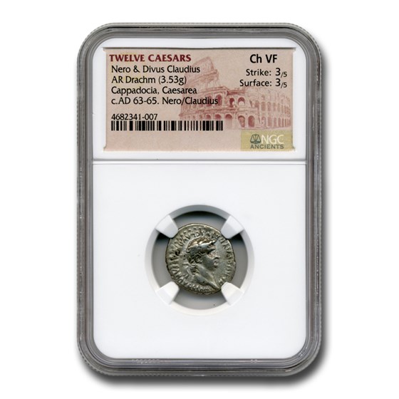 Roman Provencial Drachm Nero (63-65 AD) Ch VF NGC Roman Provencial Drachm Nero (63-65 AD) Ch VF NGC