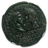 Roman Provencial Moesia AE 5 Macrinus & Diad. (217-18 AD) AU NGC