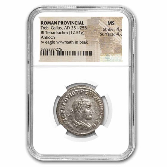 Roman Provincial BI Tetradrachm Gallus (251-253 AD) MS NGC (4/4)
