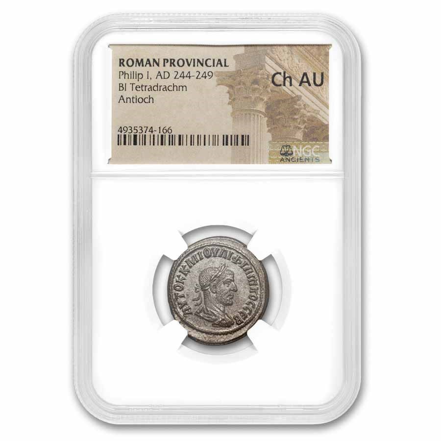 Roman Provincial BI Tetradrachm Philip I (244-249 AD) Ch AU NGC