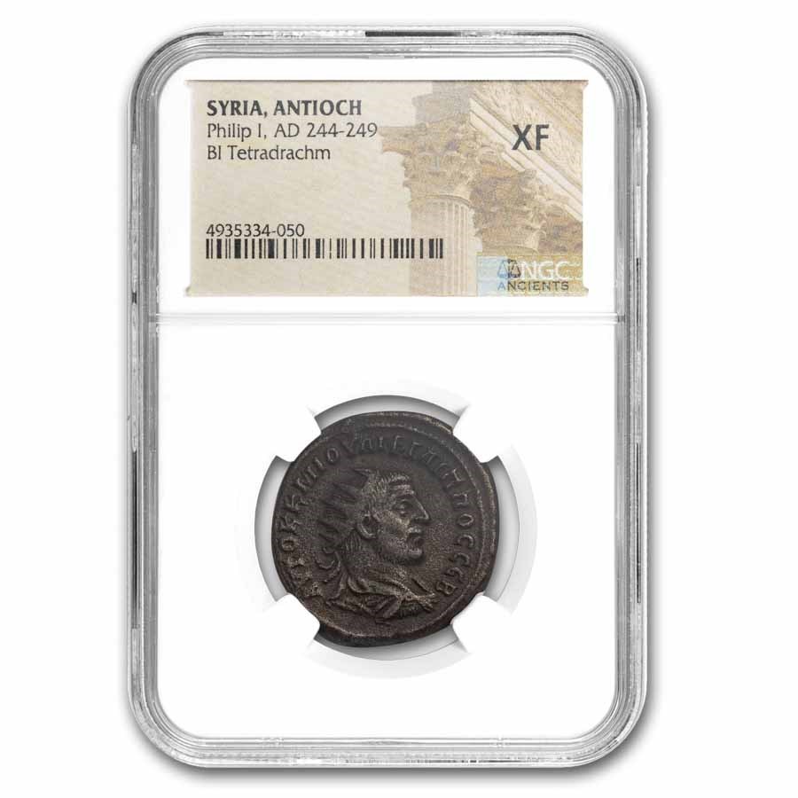 Roman Provincial BI Tetradrachm Philip I (244-249 AD) XF NGC