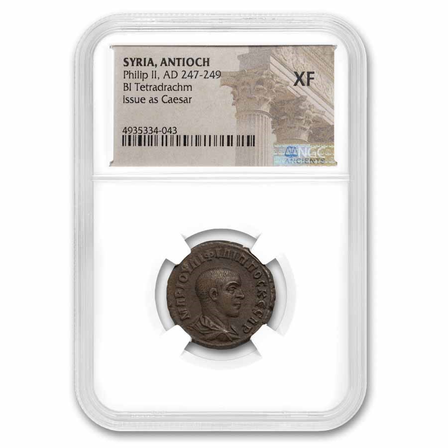 Roman Provincial BI Tetradrachm Philip II (247-249 AD) XF NGC