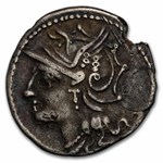 Roman Rep. AR Denarius L. Saturninus (104 BC) Ch Fine (Cr-317/3b)