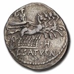 Roman Rep. AR Denarius L. Saturninus (104 BC) Ch VF (Cr-317/3b)