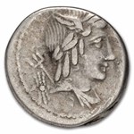 Roman Rep. Denarius L. Julius Bursio (85 BC) Fine (Cr-352/1a)