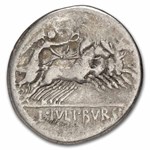Roman Rep. Denarius L. Julius Bursio (85 BC) Fine (Cr-352/1a)