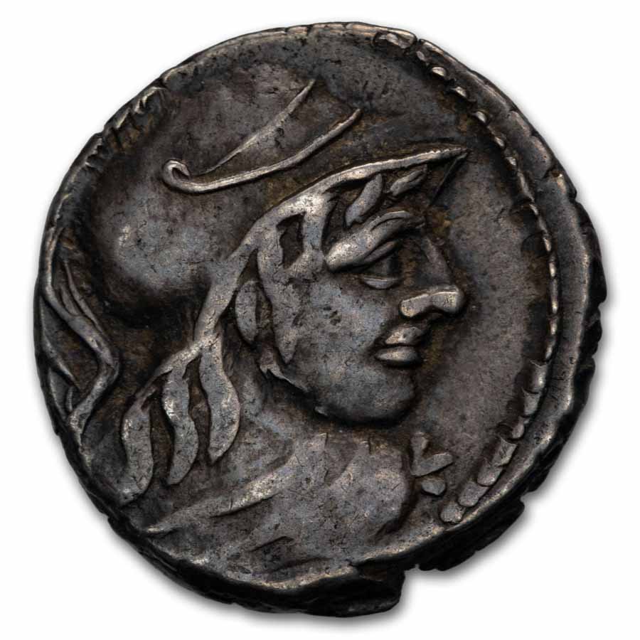 Roman Rep. Silver Denarius Cn. Len. Clodianus 88 BC, XF Cr-345/1