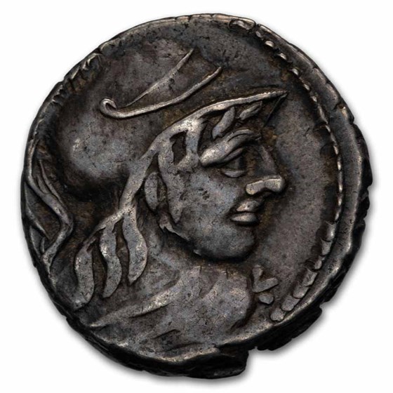 Roman Rep. Silver Denarius Cn. Len. Clodianus (88 BC) XF Cr-345/1