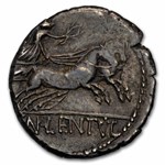 Roman Rep. Silver Denarius Cn. Len. Clodianus (88 BC) XF Cr-345/1