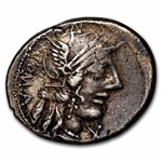 Roman Rep. Silver Denarius M. Fannius (123 BC) Ch Fine (Cr-275/1)