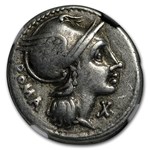 Roman Repub. Silver Denarius L. Flaminius Chilo (109/8 BC) VF NGC