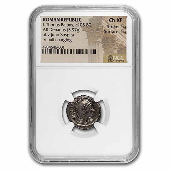 Roman Republic AR Denarius (105 BC) Ch XF NGC (Crawford 316/1) Roman Republic AR Denarius (105 BC) Ch XF NGC (Crawford 316/1)