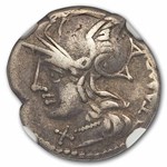 Roman Republic AR Denarius Baebius (137 BC) Ch F NGC (Cr-236/1)