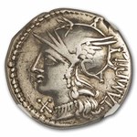 Roman Republic AR Denarius Baebius (137 BC) VF NGC (Cr-236/1)