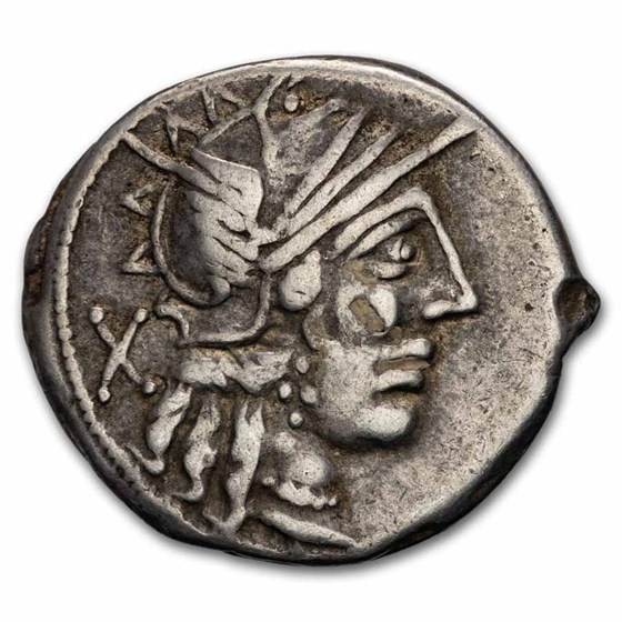 Roman Republic AR Denarius C Cato (123 BC) VF (Crawford 274/1)
