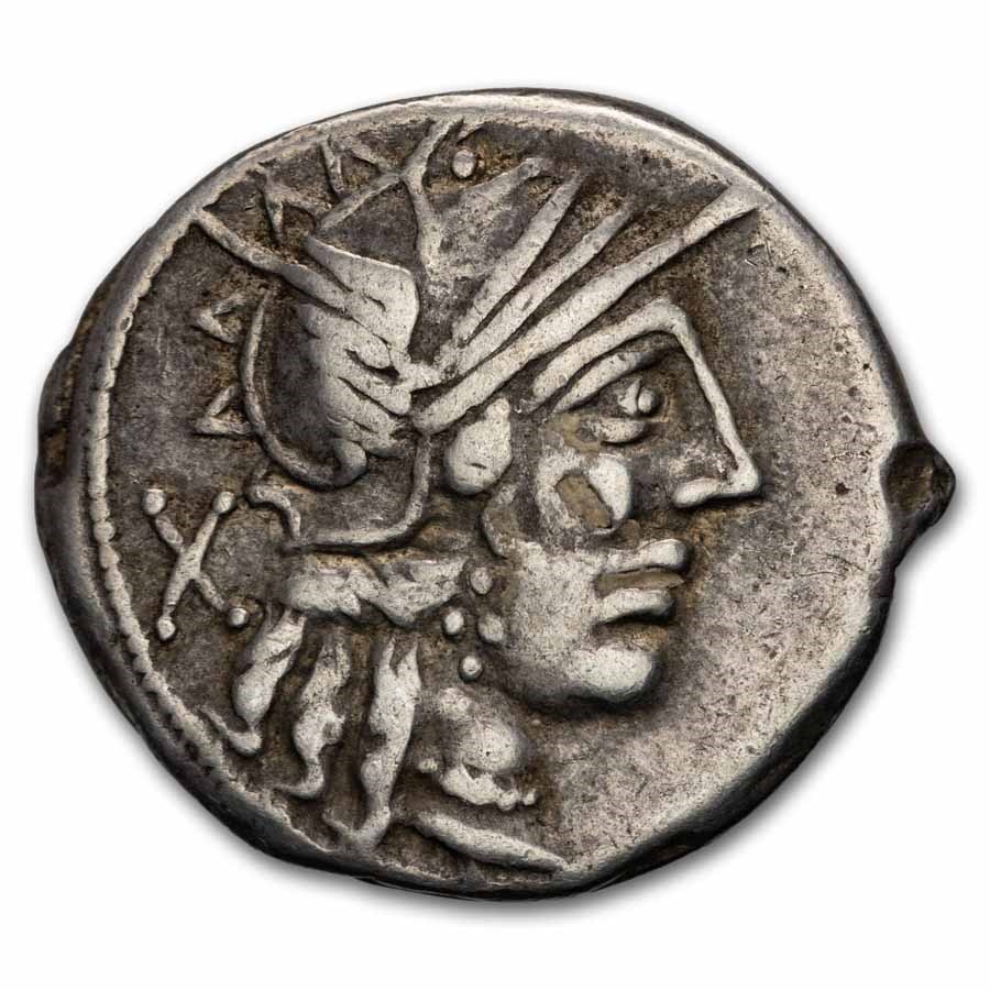Roman Republic AR Denarius C Cato (123 BC) VF (Crawford 274/1)