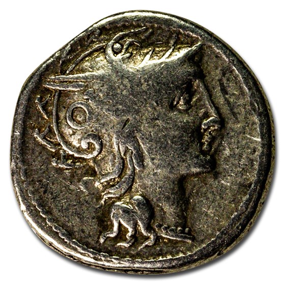 Roman Republic AR Denarius C. Pulcher (110-109 BC) VF Roman Republic AR Denarius C. Pulcher (110-109 BC) VF